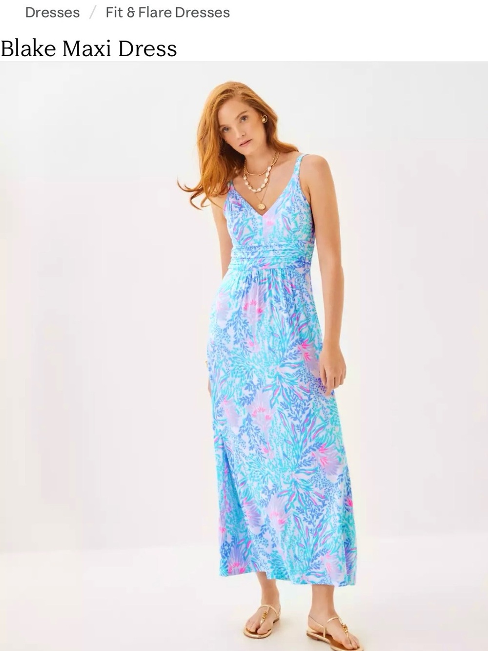 Lilly Pulitzer Blake Maxi Dress — Blue & Pink Tropical Print